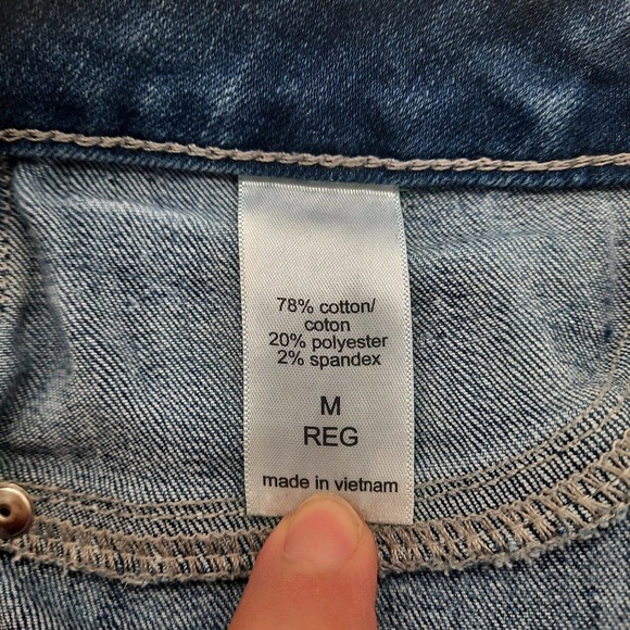 Maurices Women's Size M Distressed Midrise Skinny Jeans Raw Hem Blue - Picture 9 of 9